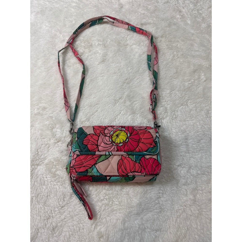 Vera Bradley Pink & Green Floral Quilted Crossbody Bag
